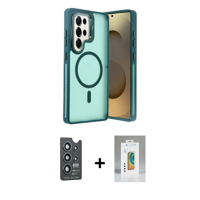 MARSİLYAN™- Galaxy S25 Ultra Kılıf Akış Form - Şeffaf Polymer Nano Ekran Koruyucu + Bilvis Titan Kamera Lens - LT