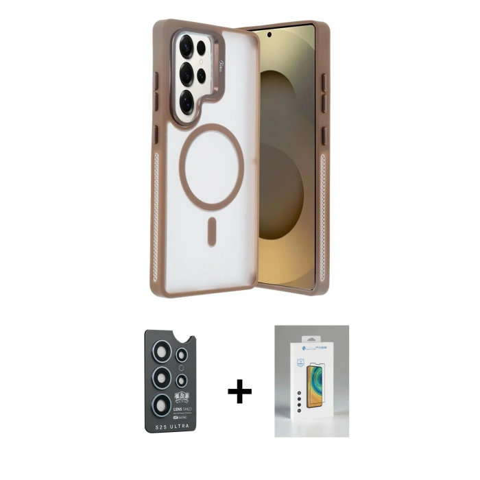 MARSİLYAN™- Galaxy S25 Ultra Kılıf Akış Form - Şeffaf Polymer Nano Ekran Koruyucu + Bilvis Titan Kamera Lens - LT