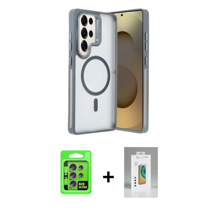 MARSİLYAN™- Galaxy S25 Ultra Kılıf Akış Form - Şeffaf Polymer Nano Ekran Koruyucu + Raze Metal Kamera Lens - NLGY
