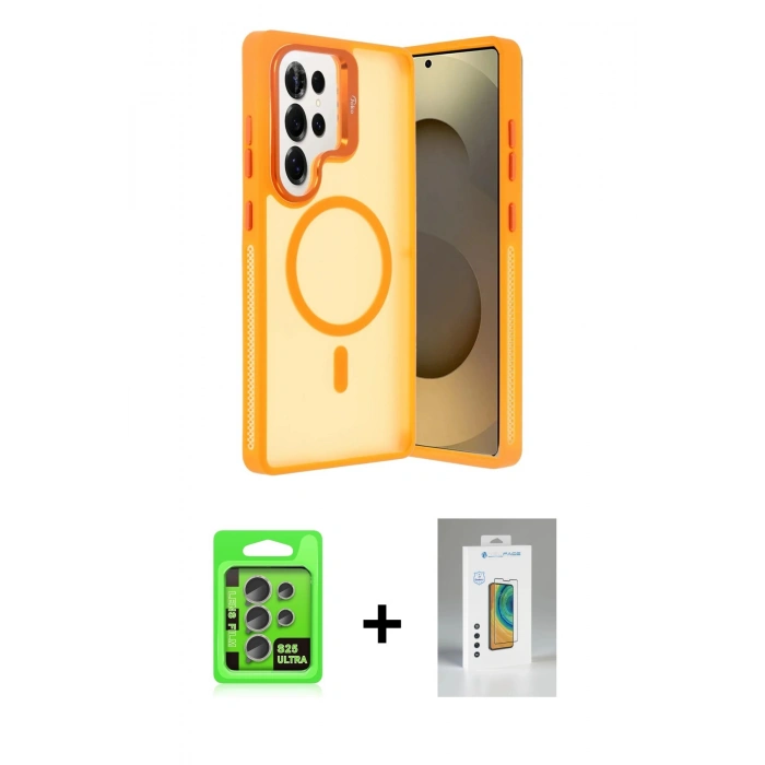 MARSİLYAN™- Galaxy S25 Ultra Kılıf Akış Form - Şeffaf Polymer Nano Ekran Koruyucu + Raze Metal Kamera Lens - NLGY