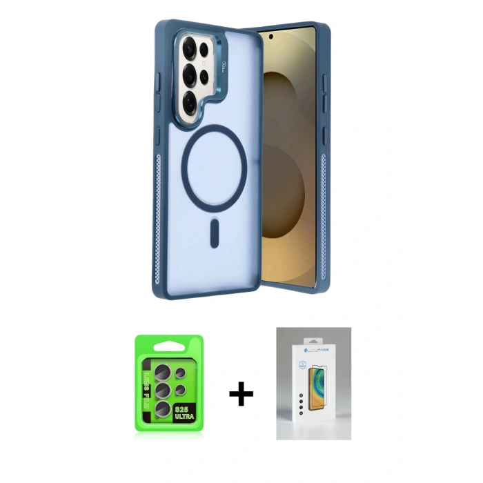 MARSİLYAN™- Galaxy S25 Ultra Kılıf Akış Form - Şeffaf Polymer Nano Ekran Koruyucu + Raze Metal Kamera Lens - NLGY