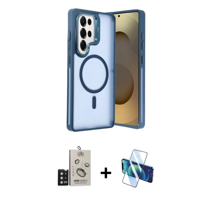 MARSİLYAN™- Galaxy S25 Ultra Kılıf Akış Form - Siyah 3D Antistatik Seramik Nano Ekran Koruyucu + Bilvis Titan Kamera Lens - SH