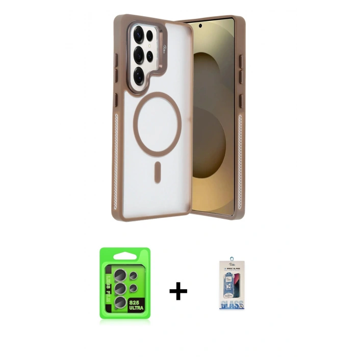 MARSİLYAN™- Galaxy S25 Ultra Kılıf Akış Form - Siyah Joko Magic 5D Cam + Raze Metal Kamera Lens - NLGY
