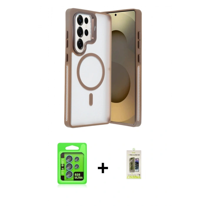 MARSİLYAN™- Galaxy S25 Ultra Kılıf Akış Form - Siyah Joko Magic 5D Hayalet Cam + Raze Metal Kamera Lens - MI