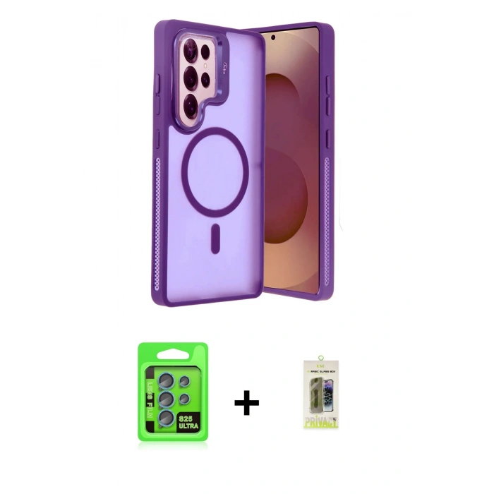 MARSİLYAN™- Galaxy S25 Ultra Kılıf Akış Form - Siyah Joko Magic 5D Hayalet Cam + Raze Metal Kamera Lens - MI