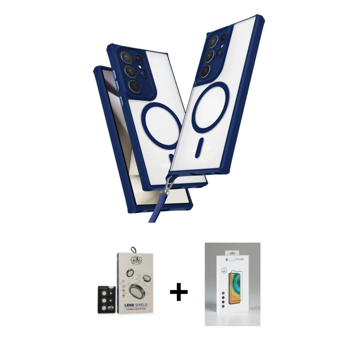 MARSİLYAN™- Galaxy S25 Ultra Kılıf Atlas Doku Koleksiyonu - Şeffaf Polymer Nano Ekran Koruyucu + Bilvis Titan Kamera Lens - SH