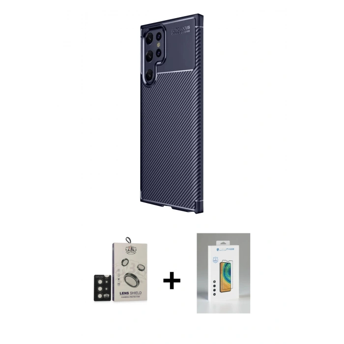 MARSİLYAN™- Galaxy S25 Ultra Kılıf Eksen Form Prime - Şeffaf Polymer Nano Ekran Koruyucu + Bilvis Titan Kamera Lens - SH