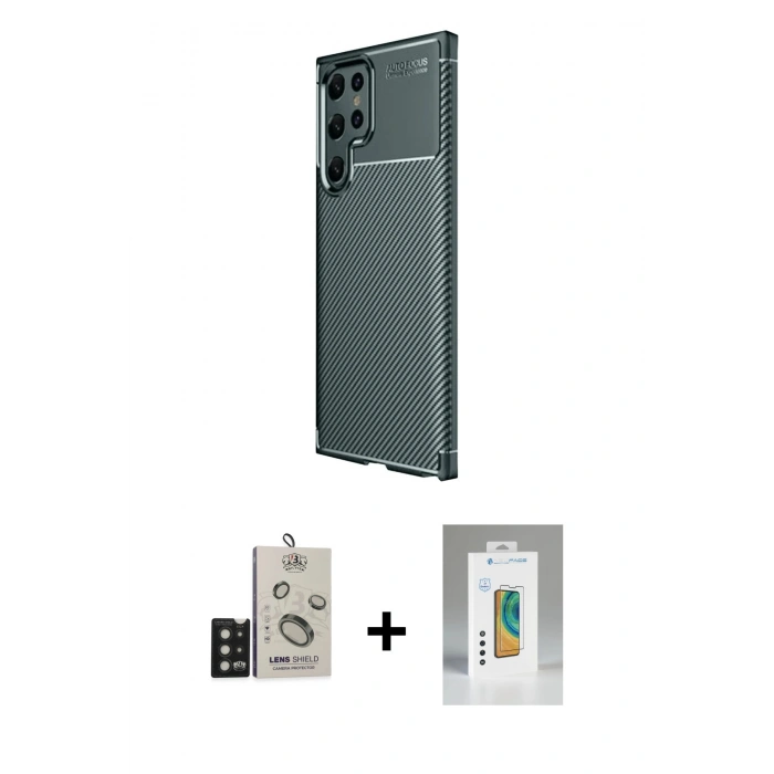 MARSİLYAN™- Galaxy S25 Ultra Kılıf Eksen Form Prime - Şeffaf Polymer Nano Ekran Koruyucu + Bilvis Titan Kamera Lens - SH