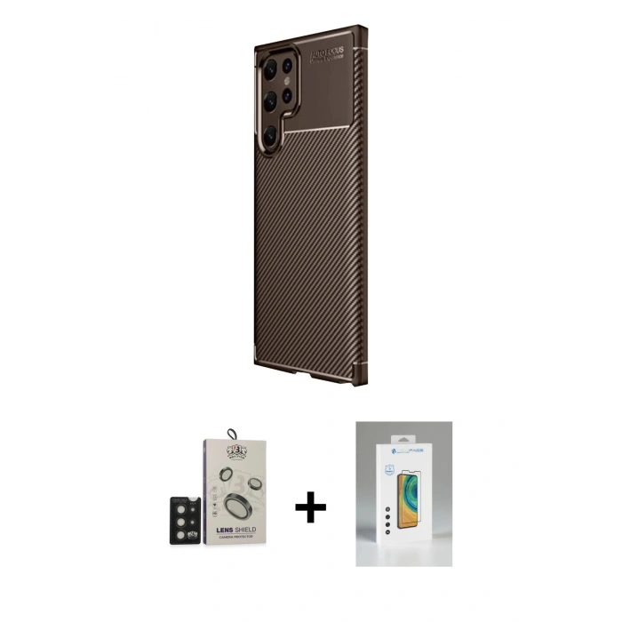 MARSİLYAN™- Galaxy S25 Ultra Kılıf Eksen Form Prime - Şeffaf Polymer Nano Ekran Koruyucu + Bilvis Titan Kamera Lens - SH