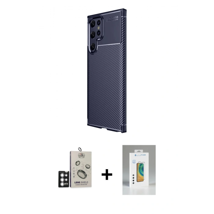 MARSİLYAN™- Galaxy S25 Ultra Kılıf Eksen Form Prime - Şeffaf Polymer Nano Ekran Koruyucu + Gümüş Bilvis Titan Kamera Lens