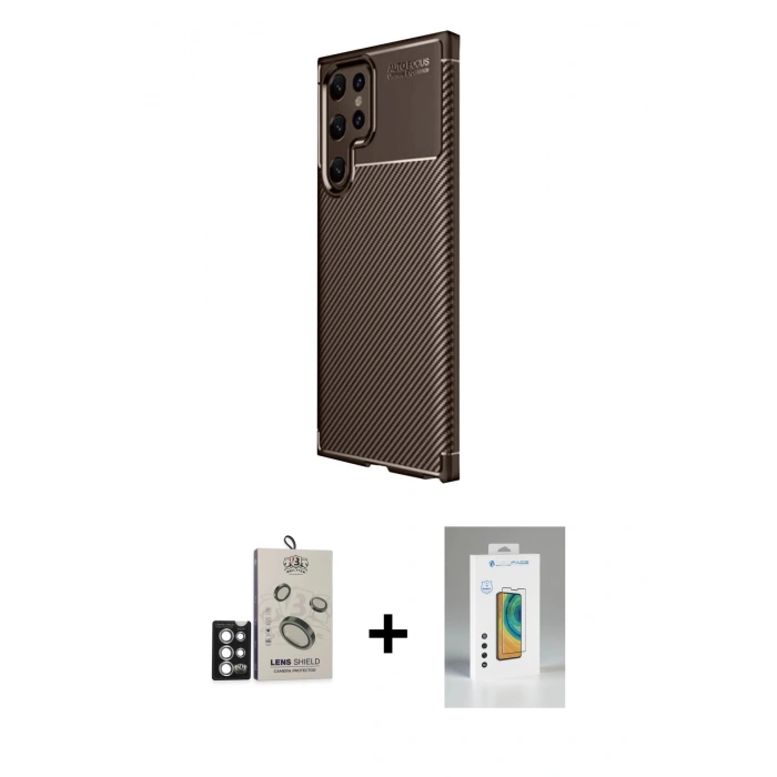 MARSİLYAN™- Galaxy S25 Ultra Kılıf Eksen Form Prime - Şeffaf Polymer Nano Ekran Koruyucu + Gümüş Bilvis Titan Kamera Lens