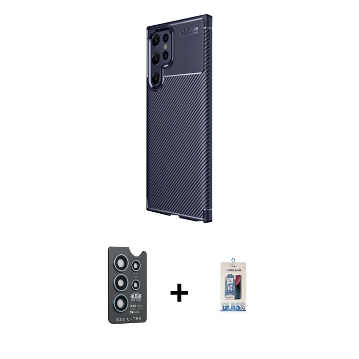 MARSİLYAN™- Galaxy S25 Ultra Kılıf Eksen Form Prime - Siyah Joko Magic 5D Cam + Bilvis Titan Kamera Lens - LT