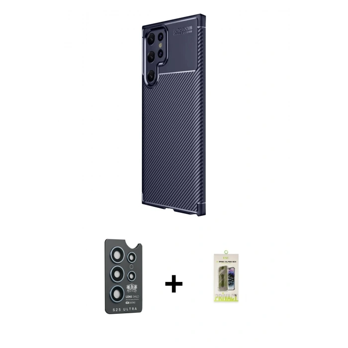 MARSİLYAN™- Galaxy S25 Ultra Kılıf Eksen Form Prime - Siyah Joko Magic 5D Hayalet Cam + Bilvis Titan Kamera Lens - LT