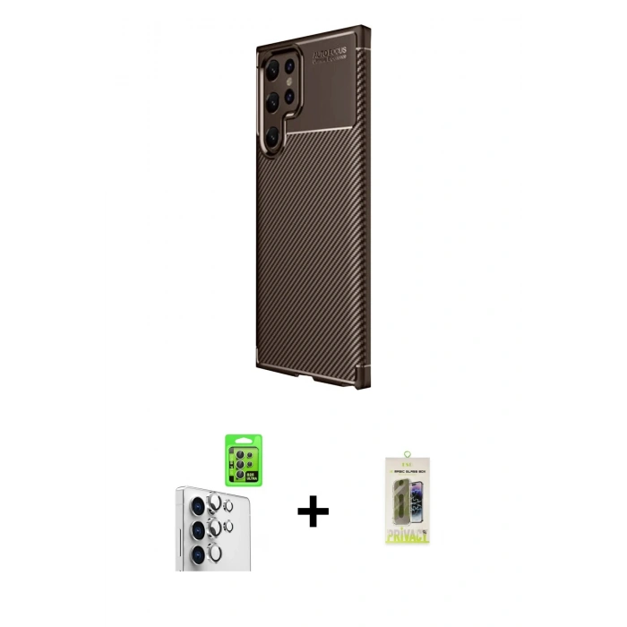 MARSİLYAN™- Galaxy S25 Ultra Kılıf Eksen Form Prime - Siyah Joko Magic 5D Hayalet Cam + Raze Metal Kamera Lens - GS