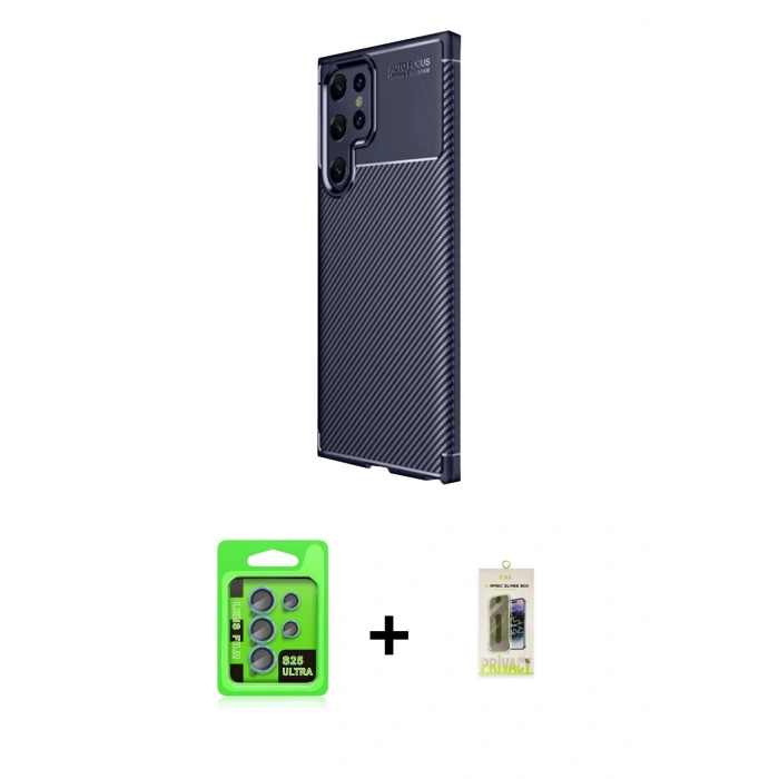 MARSİLYAN™- Galaxy S25 Ultra Kılıf Eksen Form Prime - Siyah Joko Magic 5D Hayalet Cam + Raze Metal Kamera Lens - MI