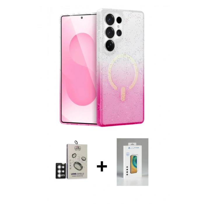 MARSİLYAN™- Galaxy S25 Ultra Kılıf Eksen Minimal Özel Seri - Şeffaf Polymer Nano Ekran Koruyucu + Bilvis Titan Kamera Lens - GS