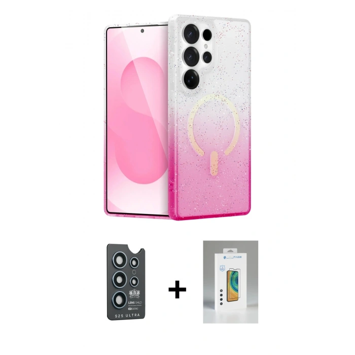 MARSİLYAN™- Galaxy S25 Ultra Kılıf Eksen Minimal Özel Seri - Şeffaf Polymer Nano Ekran Koruyucu + Bilvis Titan Kamera Lens - LT