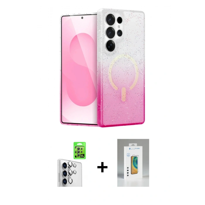 MARSİLYAN™- Galaxy S25 Ultra Kılıf Eksen Minimal Özel Seri - Şeffaf Polymer Nano Ekran Koruyucu + Raze Metal Kamera Lens - GS