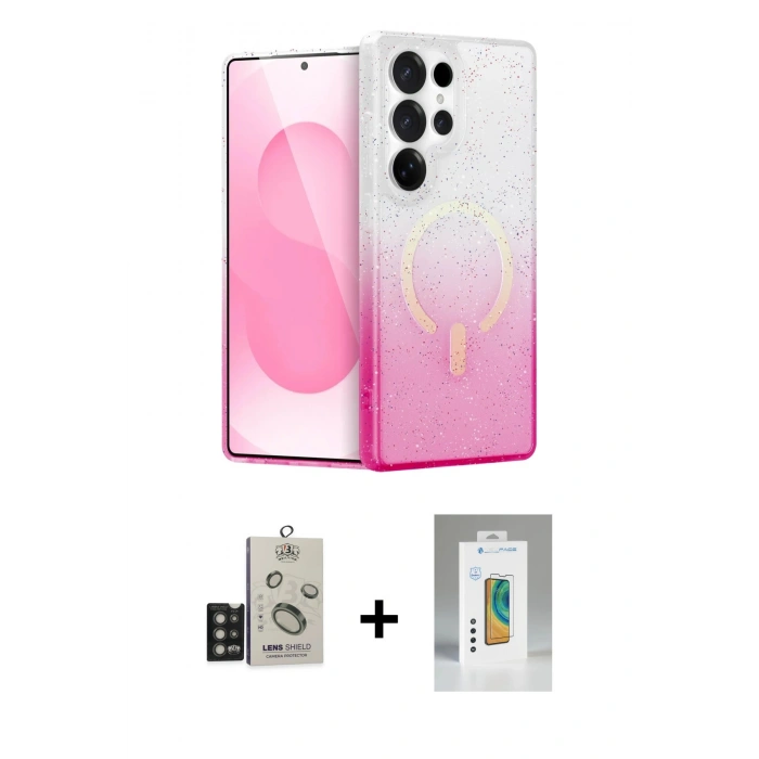 MARSİLYAN™- Galaxy S25 Ultra Kılıf Eksen Minimal Özel Seri - Şeffaf Polymer Nano Ekran Koruyucu + Bilvis Titan Kamera Lens - TNGI