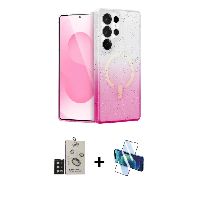 MARSİLYAN™- Galaxy S25 Ultra Kılıf Eksen Minimal Özel Seri - Siyah 3D Antistatik Seramik Nano Ekran Koruyucu + Siyah Bilvis Titan Kamera Lens