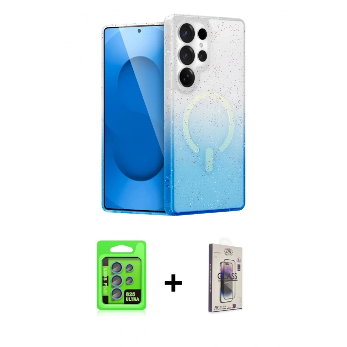 MARSİLYAN™- Galaxy S25 Ultra Kılıf Eksen Minimal Özel Seri - Siyah Bilvis 3D Cam Ekran Koruyucu + Raze Metal Kamera Lens - MI