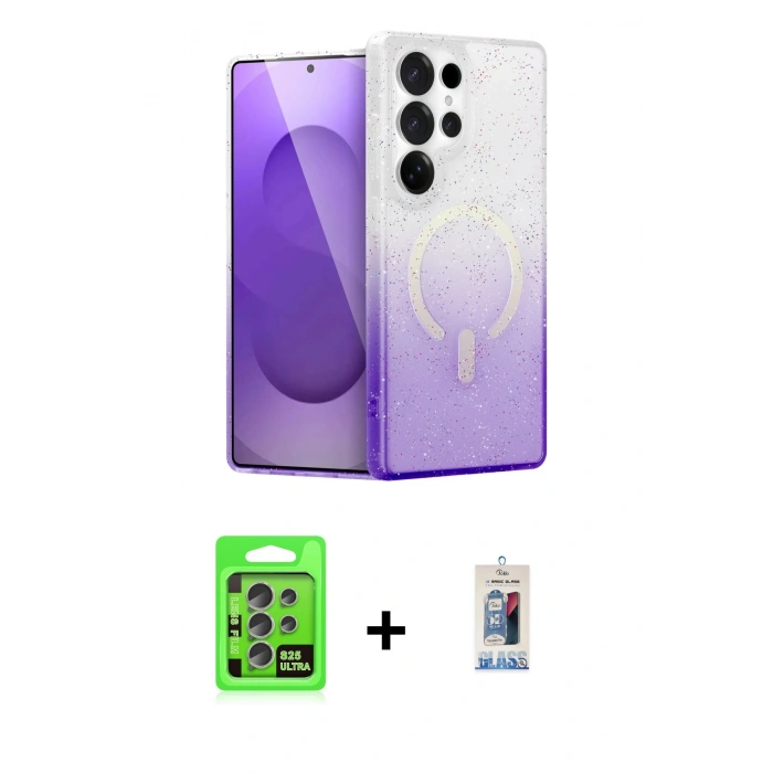 MARSİLYAN™- Galaxy S25 Ultra Kılıf Eksen Minimal Özel Seri - Siyah Joko Magic 5D Cam + Raze Metal Kamera Lens - NLGY