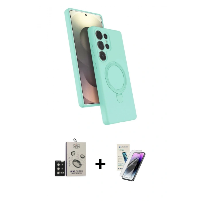 MARSİLYAN™- Galaxy S25 Ultra Kılıf İz Işık Koleksiyonu - Şeffaf Pasifik Cam Ekran Koruyucu + Bilvis Titan Kamera Lens - SH