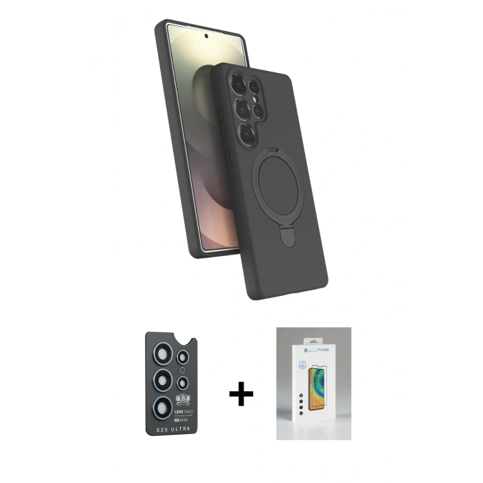 MARSİLYAN™- Galaxy S25 Ultra Kılıf İz Işık Koleksiyonu - Şeffaf Polymer Nano Ekran Koruyucu + Bilvis Titan Kamera Lens - LT