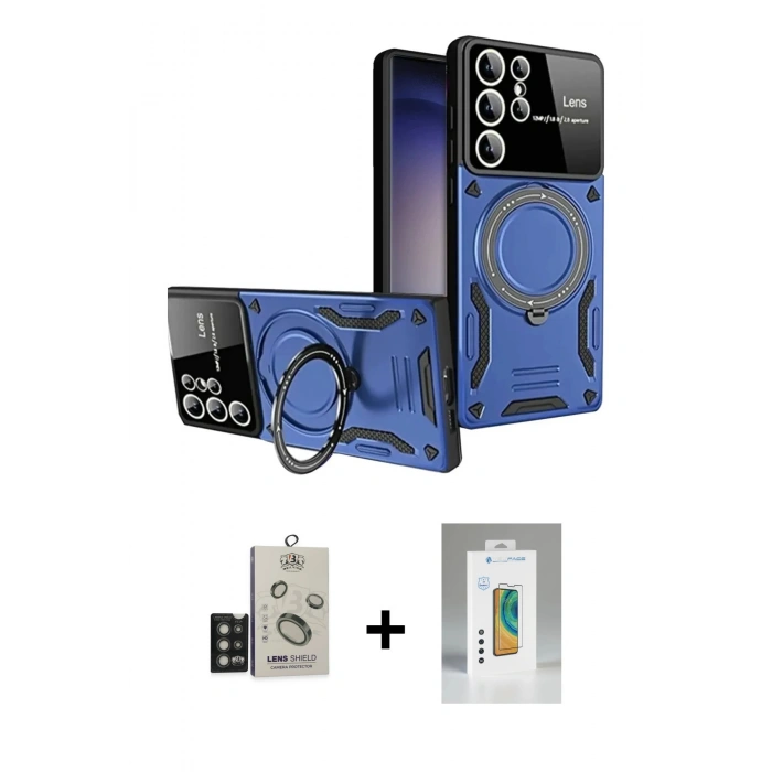 MARSİLYAN™- Galaxy S25 Ultra Kılıf Kıvılcım Modern Serisi - Şeffaf Polymer Nano Ekran Koruyucu + Bilvis Titan Kamera Lens - TNGI