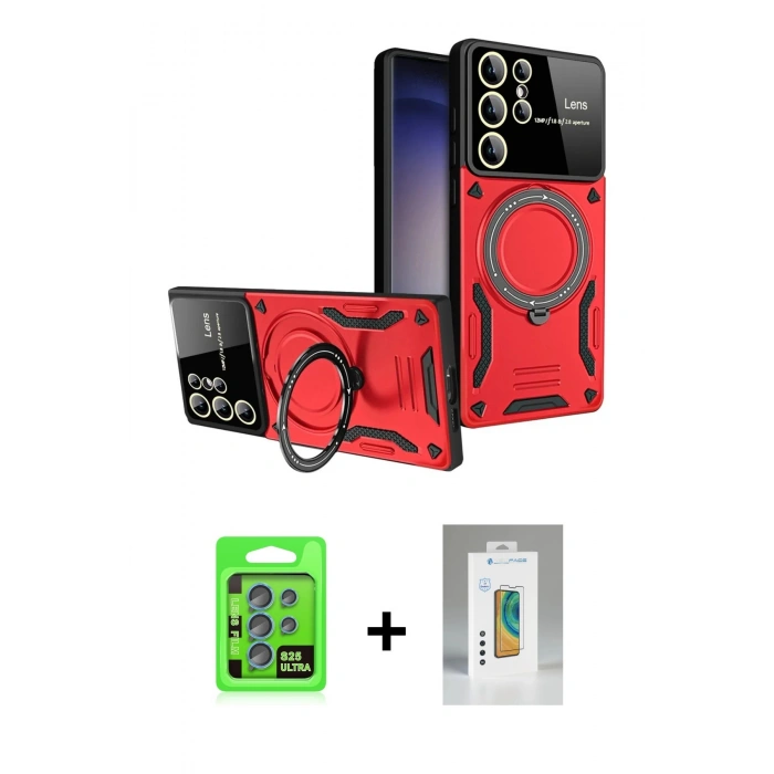 MARSİLYAN™- Galaxy S25 Ultra Kılıf Kıvılcım Modern Serisi - Şeffaf Polymer Nano Ekran Koruyucu + Raze Metal Kamera Lens - MI