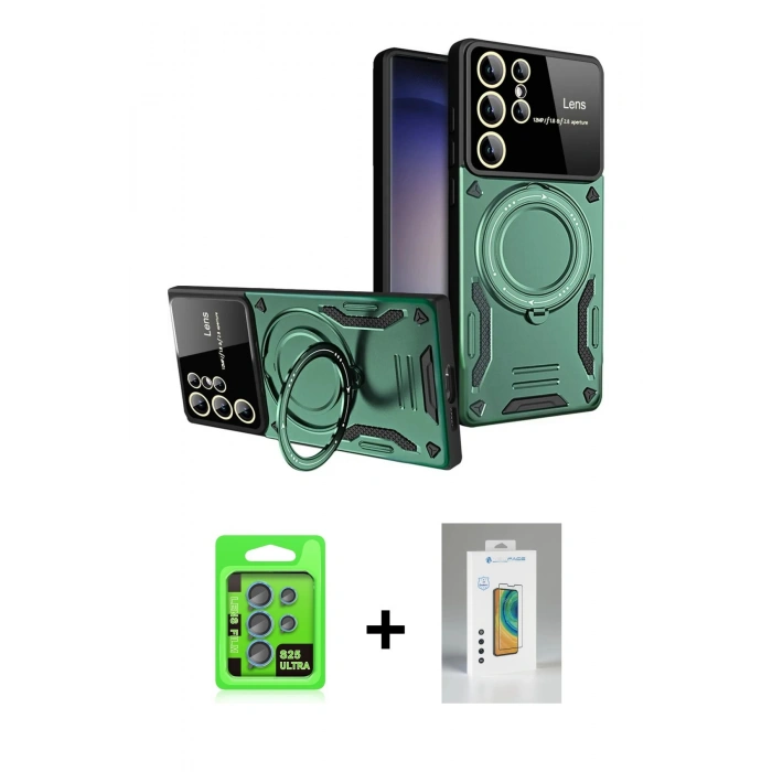 MARSİLYAN™- Galaxy S25 Ultra Kılıf Kıvılcım Modern Serisi - Şeffaf Polymer Nano Ekran Koruyucu + Raze Metal Kamera Lens - MI