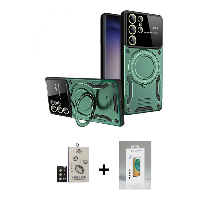 MARSİLYAN™- Galaxy S25 Ultra Kılıf Kıvılcım Modern Serisi - Şeffaf Polymer Nano Ekran Koruyucu + Bilvis Titan Kamera Lens - SH