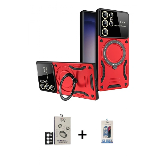MARSİLYAN™- Galaxy S25 Ultra Kılıf Kıvılcım Modern Serisi - Siyah Joko Magic 5D Cam + Bilvis Titan Kamera Lens - GS
