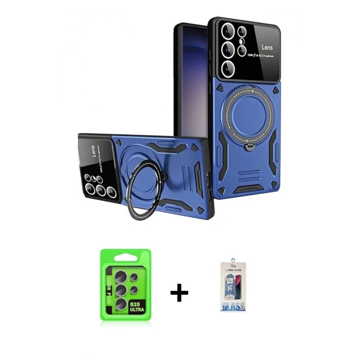 MARSİLYAN™- Galaxy S25 Ultra Kılıf Kıvılcım Modern Serisi - Siyah Joko Magic 5D Cam + Raze Metal Kamera Lens - NLGY