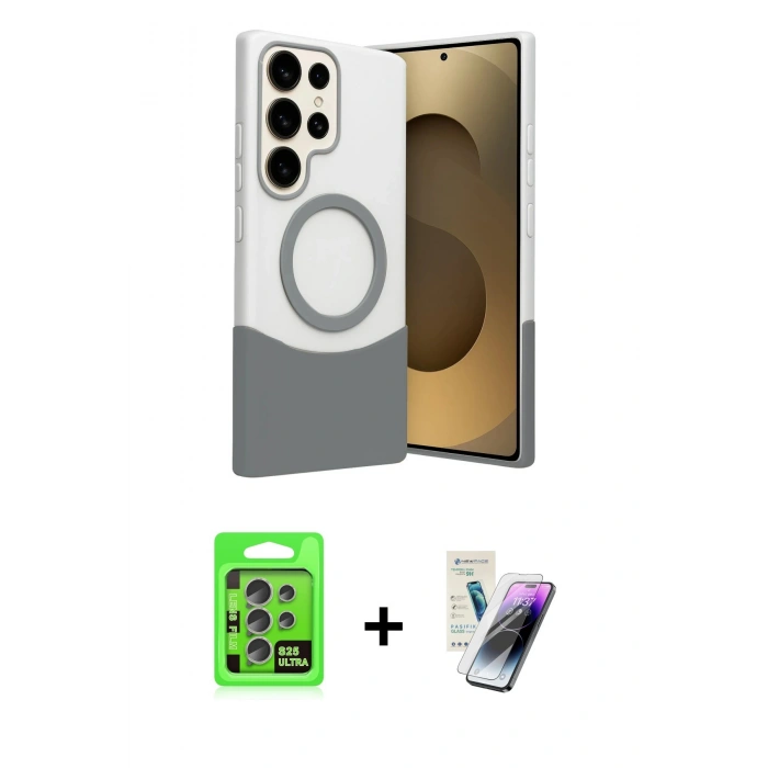 MARSİLYAN™- Galaxy S25 Ultra Kılıf Kozmos Form Özel Seri - Şeffaf Pasifik Cam Ekran Koruyucu + Raze Metal Kamera Lens - NLGY