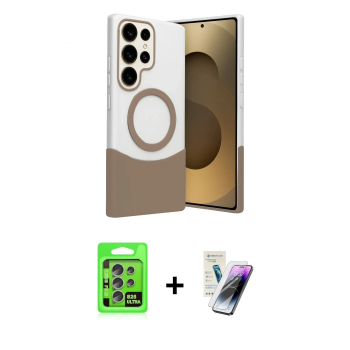 MARSİLYAN™- Galaxy S25 Ultra Kılıf Kozmos Form Özel Seri - Şeffaf Pasifik Cam Ekran Koruyucu + Raze Metal Kamera Lens - NLGY