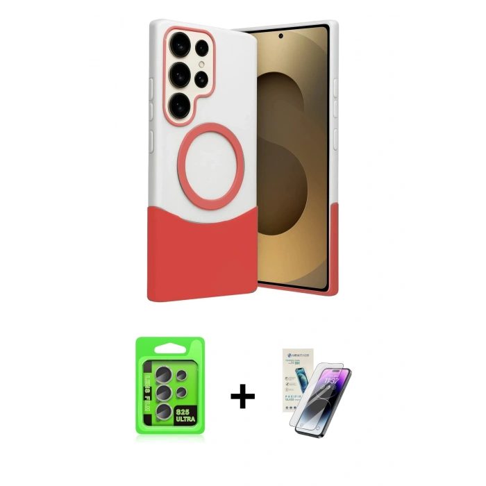 MARSİLYAN™- Galaxy S25 Ultra Kılıf Kozmos Form Özel Seri - Şeffaf Pasifik Cam Ekran Koruyucu + Raze Metal Kamera Lens - NLGY