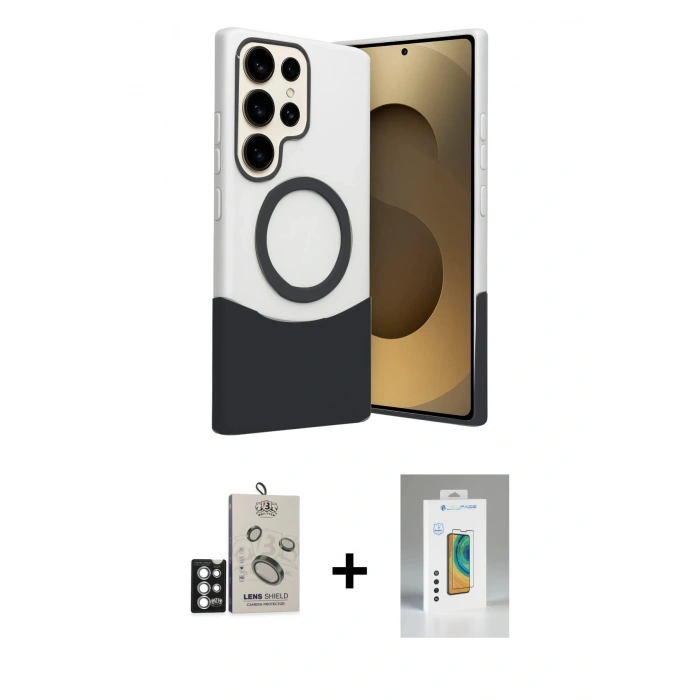 MARSİLYAN™- Galaxy S25 Ultra Kılıf Kozmos Form Özel Seri - Şeffaf Polymer Nano Ekran Koruyucu + Bilvis Titan Kamera Lens - GS