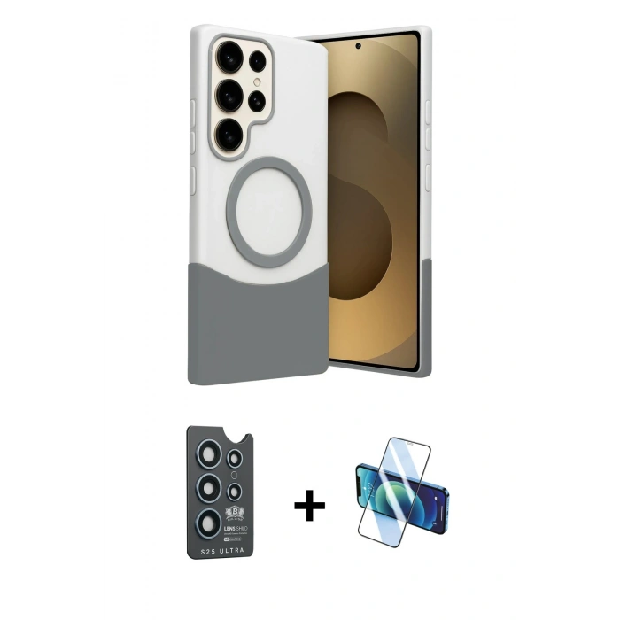 MARSİLYAN™- Galaxy S25 Ultra Kılıf Kozmos Form Özel Seri - Siyah 3D Antistatik Cam Ekran Koruyucu + Bilvis Titan Kamera Lens - LT