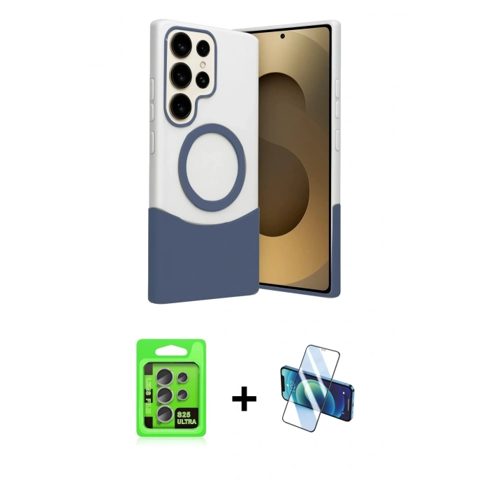 MARSİLYAN™- Galaxy S25 Ultra Kılıf Kozmos Form Özel Seri - Siyah 3D Antistatik Cam Ekran Koruyucu + Raze Metal Kamera Lens - NLGY