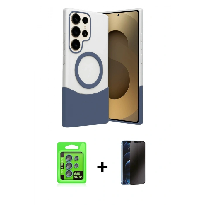 MARSİLYAN™- Galaxy S25 Ultra Kılıf Kozmos Form Özel Seri - Siyah 3D Antistatik Hayalet Cam Ekran Koruyucu + Raze Metal Kamera Lens - MI