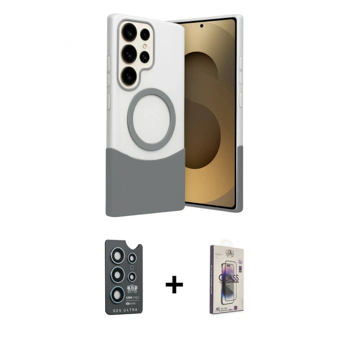 MARSİLYAN™- Galaxy S25 Ultra Kılıf Kozmos Form Özel Seri - Siyah Bilvis 3D Cam Ekran Koruyucu + Bilvis Titan Kamera Lens - LT