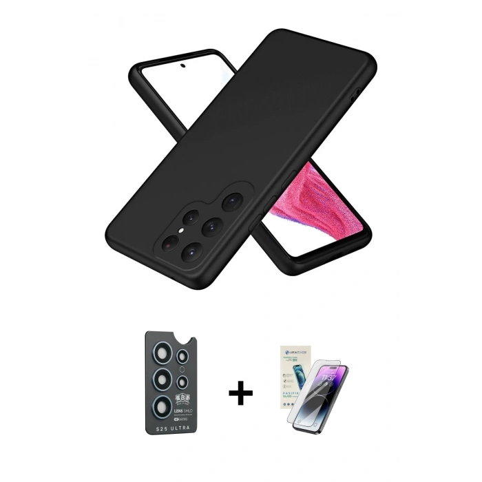 MARSİLYAN™- Galaxy S25 Ultra Kılıf Kozmos Yansıma Özel Seri - Şeffaf Pasifik Cam Ekran Koruyucu + Bilvis Titan Kamera Lens - LT