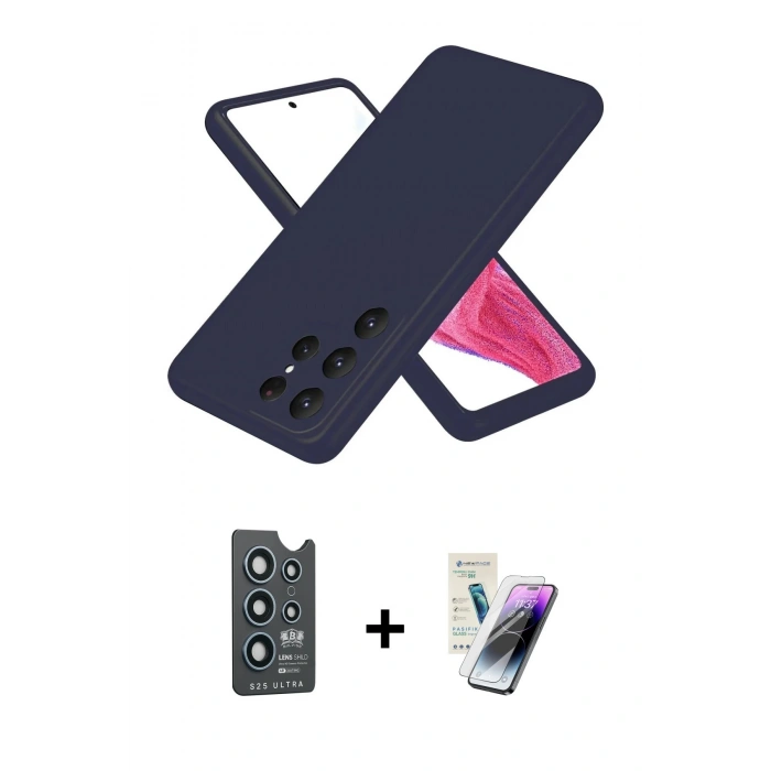 MARSİLYAN™- Galaxy S25 Ultra Kılıf Kozmos Yansıma Özel Seri - Şeffaf Pasifik Cam Ekran Koruyucu + Bilvis Titan Kamera Lens - LT