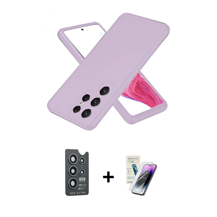 MARSİLYAN™- Galaxy S25 Ultra Kılıf Kozmos Yansıma Özel Seri - Şeffaf Pasifik Cam Ekran Koruyucu + Bilvis Titan Kamera Lens - LT