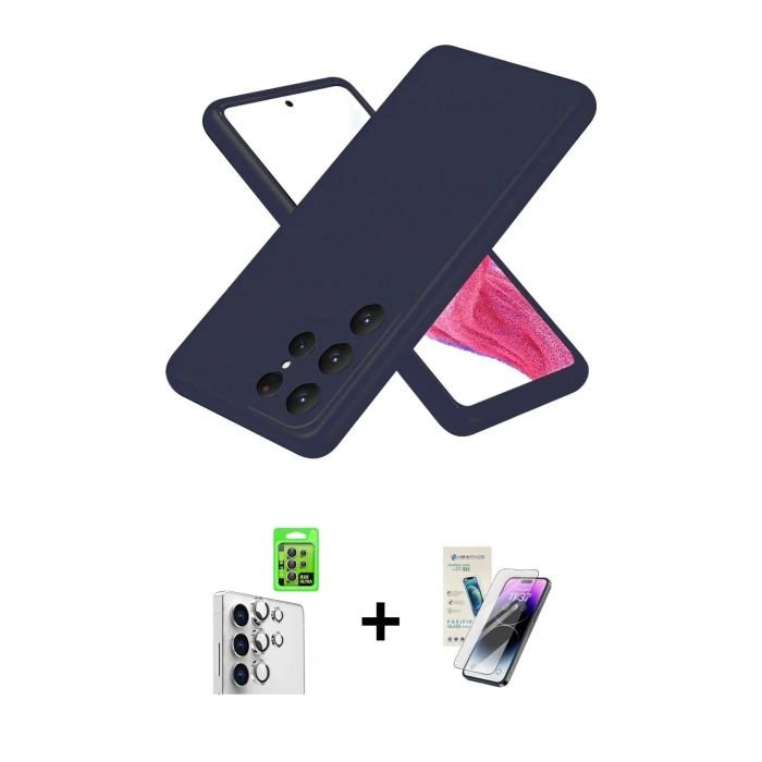 MARSİLYAN™- Galaxy S25 Ultra Kılıf Kozmos Yansıma Özel Seri - Şeffaf Pasifik Cam Ekran Koruyucu + Raze Metal Kamera Lens - GS