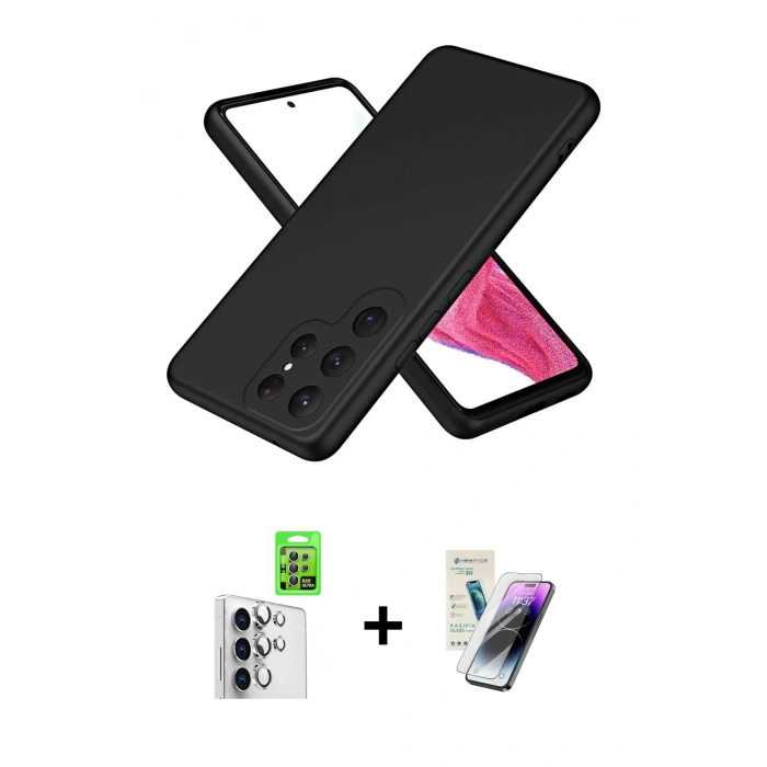 MARSİLYAN™- Galaxy S25 Ultra Kılıf Kozmos Yansıma Özel Seri - Şeffaf Pasifik Cam Ekran Koruyucu + Raze Metal Kamera Lens - GS