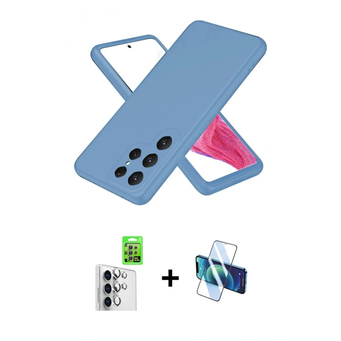 MARSİLYAN™- Galaxy S25 Ultra Kılıf Kozmos Yansıma Özel Seri - Siyah 3D Antistatik Cam Ekran Koruyucu + Raze Metal Kamera Lens - GS