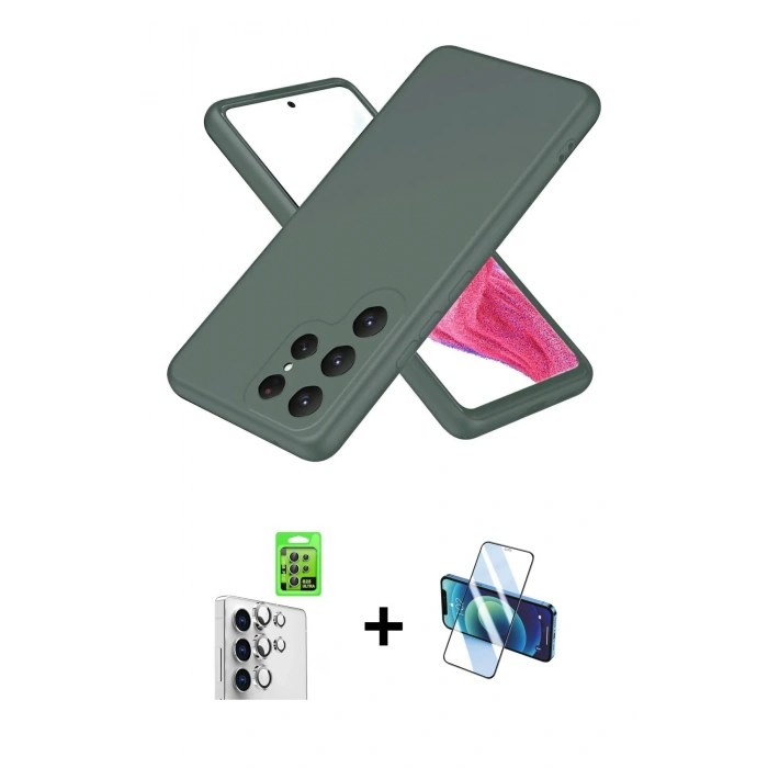 MARSİLYAN™- Galaxy S25 Ultra Kılıf Kozmos Yansıma Özel Seri - Siyah 3D Antistatik Cam Ekran Koruyucu + Raze Metal Kamera Lens - GS