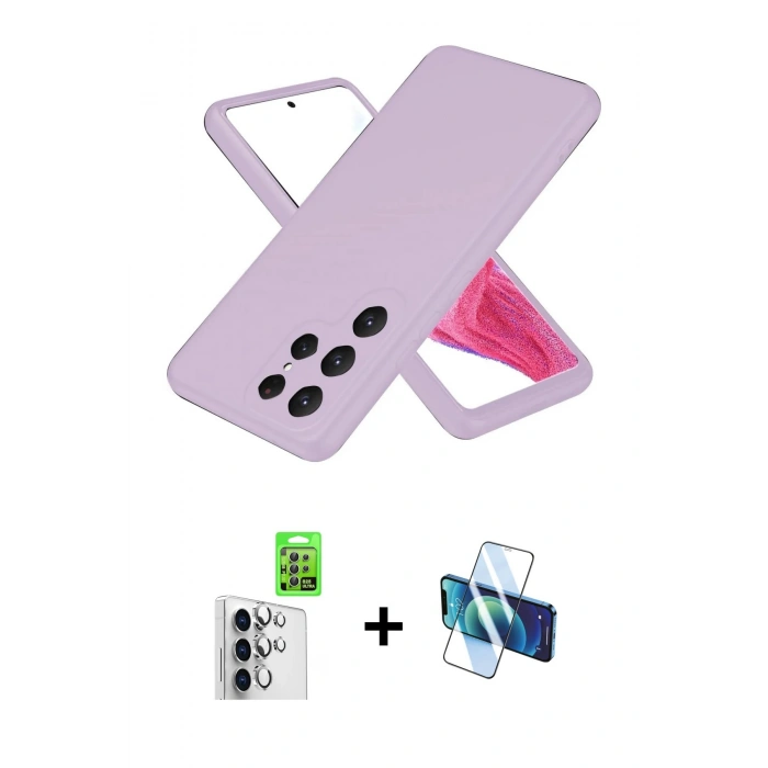 MARSİLYAN™- Galaxy S25 Ultra Kılıf Kozmos Yansıma Özel Seri - Siyah 3D Antistatik Cam Ekran Koruyucu + Raze Metal Kamera Lens - GS
